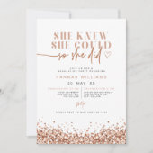 REGINA Rose Gold Glitzer Sie tat es Abschluss Einladung (Vorderseite)