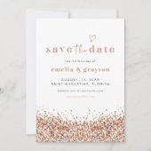 REGINA Rose Gold Sequins Glitzer Save the Date Einladung (Vorderseite)