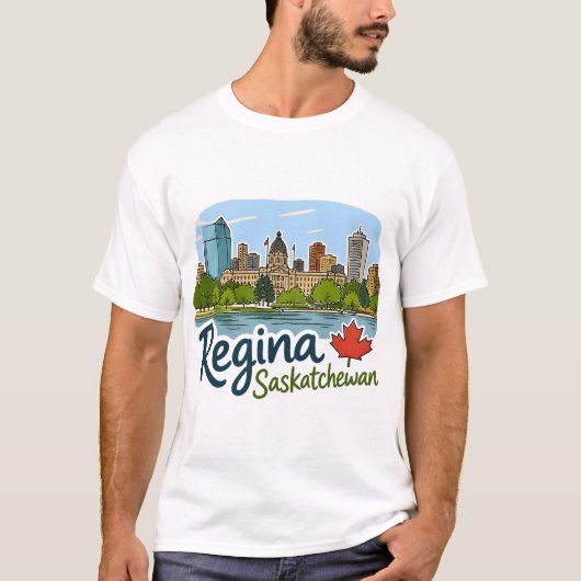 Regina Saskatchewan Hübsche Skyline Pride T-Shirt (Vorderseite)