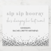 REGINA Silver Glitzer Sequins Bachelorette Schaumweinetikett (Einzelnes Label)