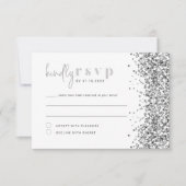 REGINA Silver Glitzer Sequins Disco RSVP Card Einladung (Vorderseite)