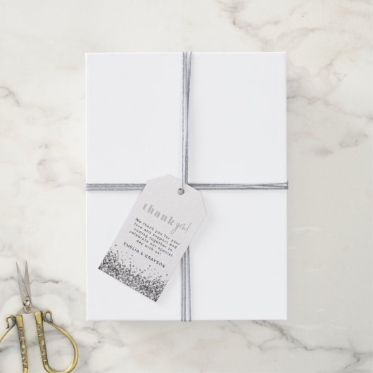 REGINA Silver Glitzer Sequins Vielen Dank für Ihr Geschenkanhänger (Mit Garn)