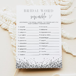 REGINA Silver Sequins Brautparty Word Scramble Einladung