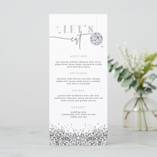 REGINA Silver Sequins Disco Essen Sie Menükarte (Stehend Vorderseite)