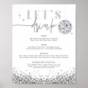 REGINA Silver Sequins Disco Trink Bar Menu Poster