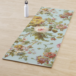 Regina Vintage Rose Blume Blue Design Yoga Mat Yogamatte