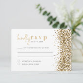 REGINA Yellow Glitzer Sequins Disco RSVP Card Einladung (Stehend Vorderseite)