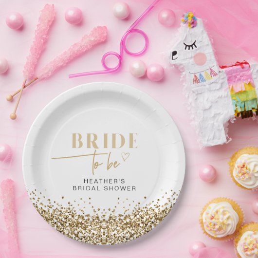 REGINA Yellow Gold Sequins Bridge to Be Shower Pappteller (Party)