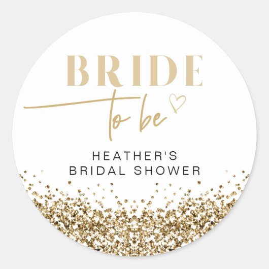 REGINA Yellow Gold Sequins Bridge to Be Shower Runder Aufkleber (Vorderseite)