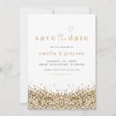 REGINA Yellow Gold Sequins Glitzer Save the Date Einladung (Vorderseite)