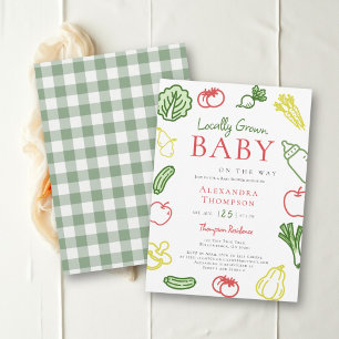 Regional angebaute Farm-Gemüse Baby-Shower in bunt Einladung