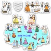 Regionale Kostüme der Bretagne, Frankreich Aufkleber (Vorderseite)