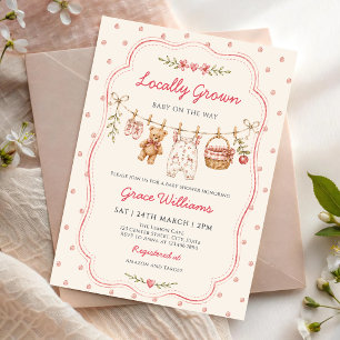 Regionaler Baby Shower auf der Wäscheleine Einladung