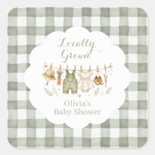 Regionaler Bauernmarkt Baby Shower Quadratischer Aufkleber