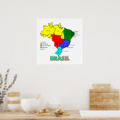 Regionen Brasiliens Karte Poster (Küche)
