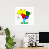 Regionen Brasiliens Karte Poster (Heimbüro)