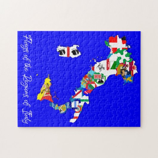 Regions of Italy Flags Map, Italian, Educational Puzzle (Horizontal)