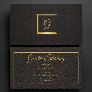 Regisseur Gold Schwarz Monogramm Visitenkarte