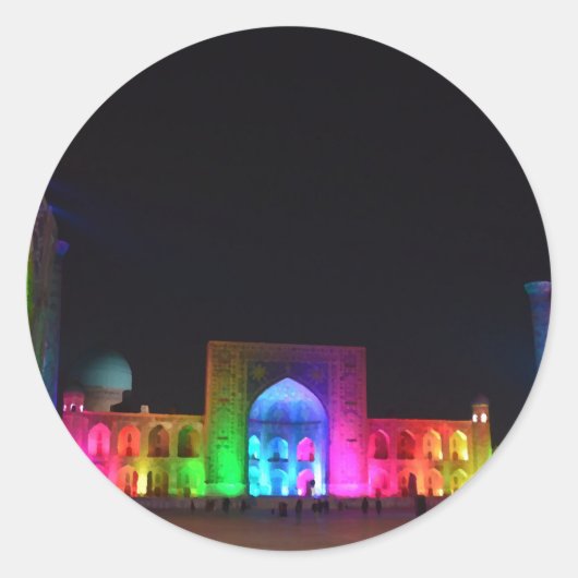 Registan Square Samarkand At Night Sticker (Vorderseite)