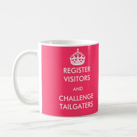 Register-Besucher und Herausforderung Tailgaters Kaffeetasse (Links)