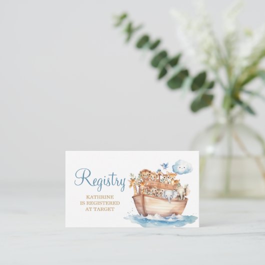 Register der niedlichen Boy Noah's Ark Animal Baby Begleitkarte (Stehend Vorderseite)