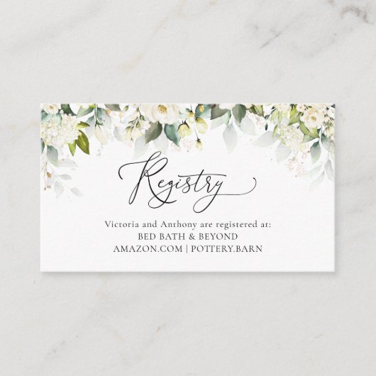 Register für das Brautparty Greenery White Roses Begleitkarte (Vorderseite)