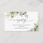 Register für grünes Eukalyptus-Brautparty Begleitkarte (Vorderseite)