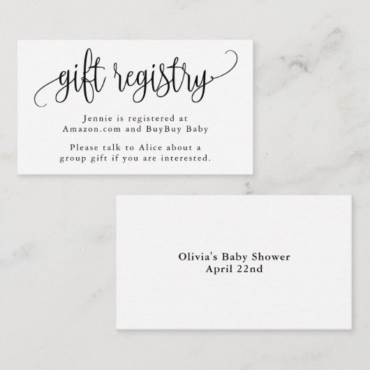 Register für schwarze und weiße Kalligrafie-Skript Begleitkarte (Vorne/Hinten)