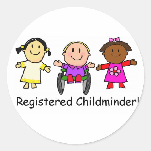 Registered Childminder Runder Aufkleber (Vorderseite)
