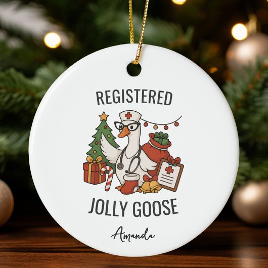 Registered Jolly Goose Custom Nurse Weihnachten Keramik Ornament