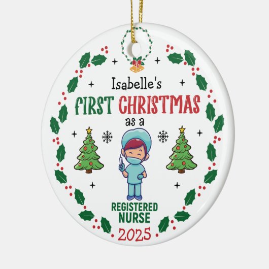 Registered Nurse First Christmas Personalisiert Tr Keramik Ornament (Links)