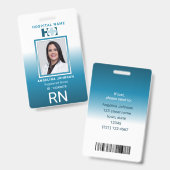 Registered Nurse ID Identification Name Foto Blue Ausweis (Vorder- & Rückseite)