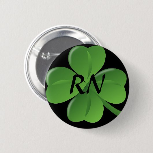 Registered Nurse Lucky Green Shamrock Button (Vorne & Hinten)