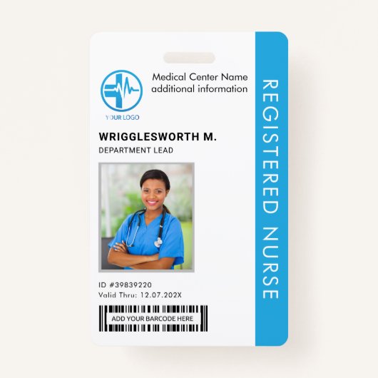 Registered Nurse Medical Center Employee Foto ID Ausweis (Vorderseite)
