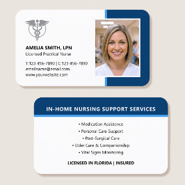 Registered Nurse Photo Logo Modern Blue Visitenkarte