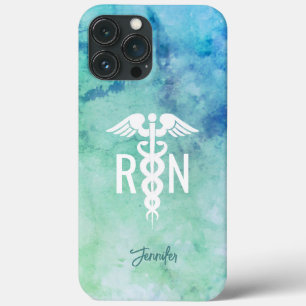 Registered Nurse RN Aqua Blue Medical Personalisie Case-Mate iPhone Hülle
