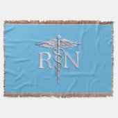 Registered Nurse RN Caduceus auf Baby Blue Decor Decke (Vorderseite)