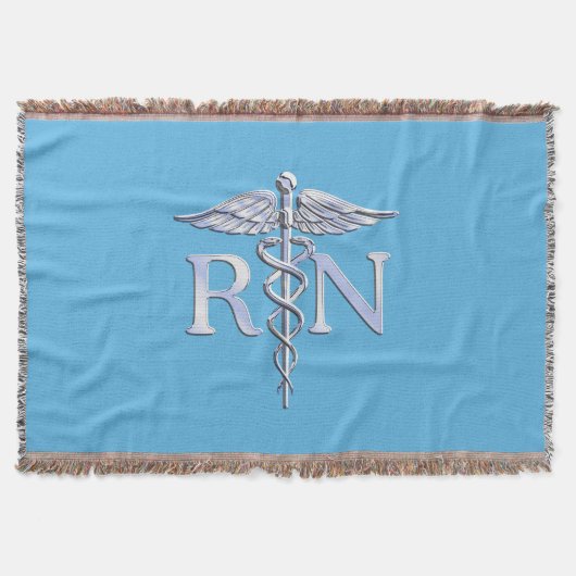 Registered Nurse RN Caduceus auf Baby Blue Decor Decke (Vorderseite)