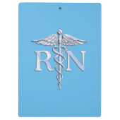 Registered Nurse RN Caduceus auf Baby Blue Decor Klemmbrett (Rückseite)