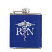 Registered Nurse RN Caduceus auf Navy Blue Decor Flachmann (Vorderseite)