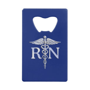Registered Nurse RN Caduceus auf Navy Blue Decor Kreditkarten Flaschenöffner