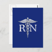 Registered Nurse RN Caduceus auf Navy Blue Decor Postkarte (Vorne/Hinten)