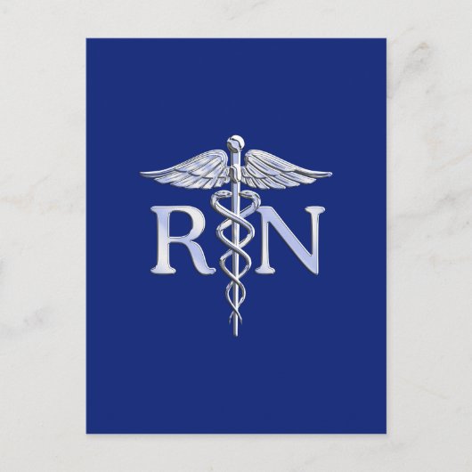 Registered Nurse RN Caduceus auf Navy Blue Decor Postkarte (Vorderseite)