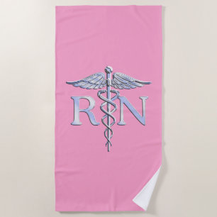 Registered Nurse RN Caduceus auf rosa Dekoration Strandtuch