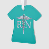 Registered Nurse RN Caduceus auf Türkisfarben Ornament (Vorderseite)