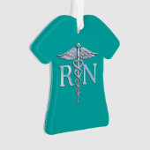 Registered Nurse RN Caduceus auf Türkisfarben Ornament (Vorderseite)