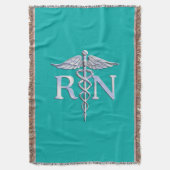 Registered Nurse RN Caduceus auf türkisfarbenem De Decke (Vorderseite Vertikal)