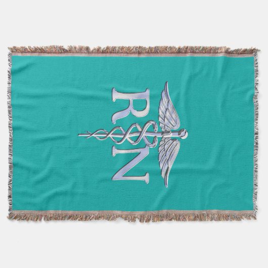 Registered Nurse RN Caduceus auf türkisfarbenem De Decke (Vorderseite)