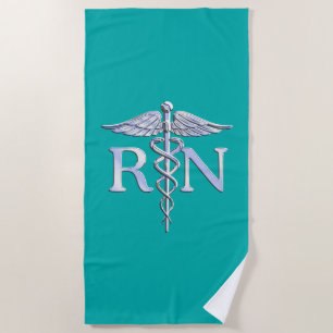 Registered Nurse RN Caduceus auf türkisfarbenem De Strandtuch