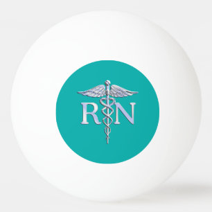 Registered Nurse RN Caduceus auf türkisfarbenem De Tischtennisball